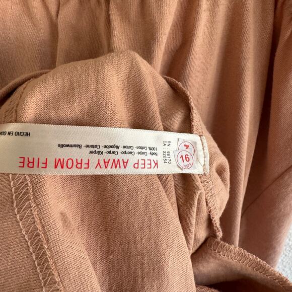 Free People Size Large Beach Boho Peach Tan Pleated Sleeveless Romper - Picture 6 of 6